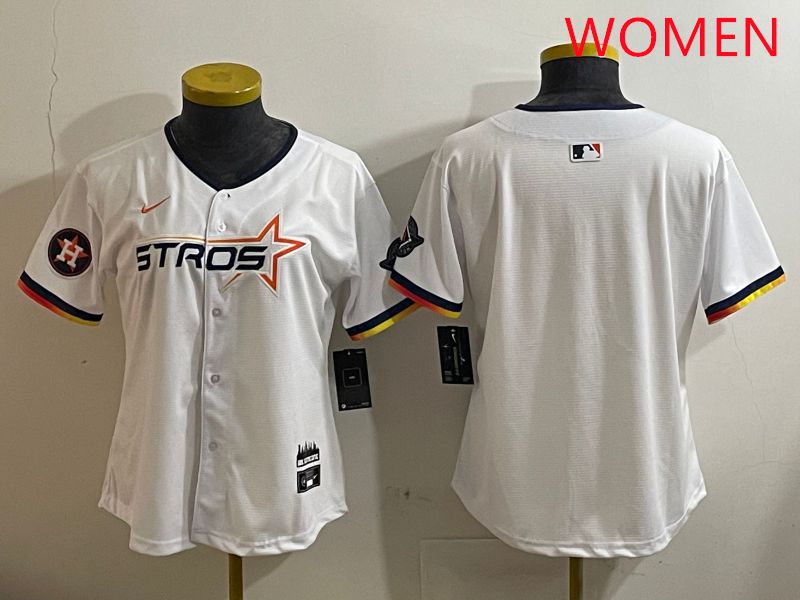 Women Houston Astros Blank White three generations Joint Name Nike 2025 MLB Jersey style 3